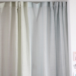 light green or sky blue linen curtain